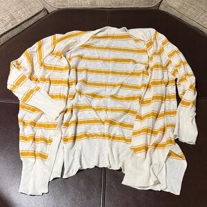 Maurices Yellow and White Striped Cardigan
